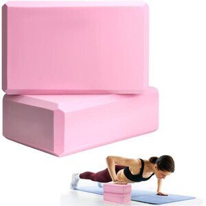 2 Pcs Yoga Blocks, 9"x6"x3" Foam Blocks Yoga Props for Pilates Stretching